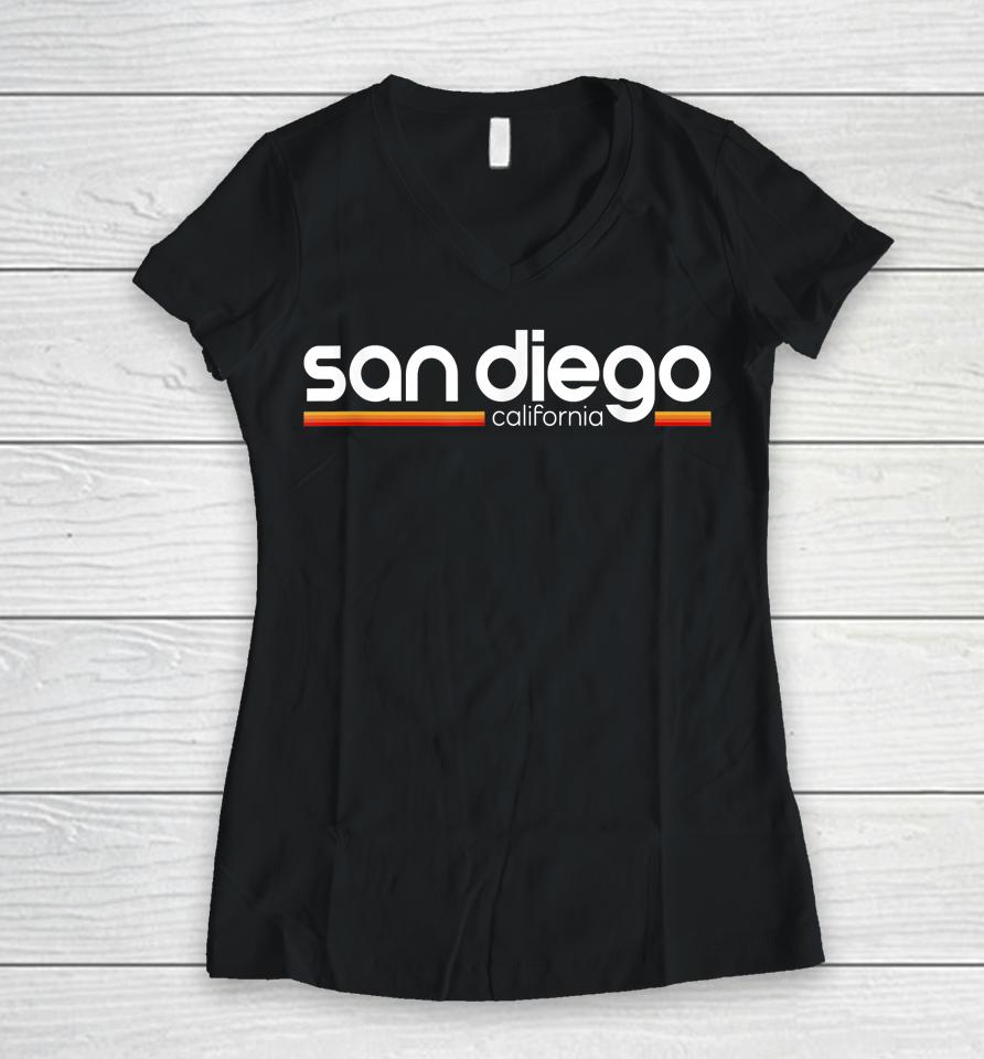 San Diego California Souvenir Vintage California San Diego Women V-Neck T-Shirt