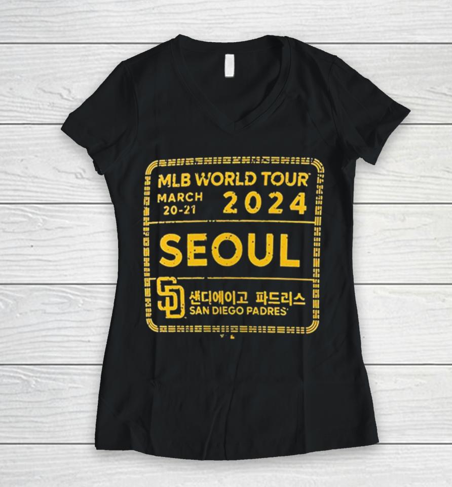 San Diego Padres 2024 Mlb World Tour Seoul Series Stamp Women V-Neck T-Shirt