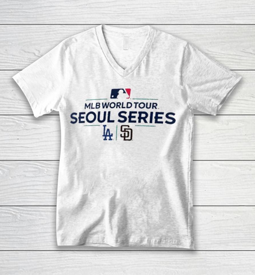 San Diego Padres Vs Los Angeles Dodgers 2024 Mlb World Tour Seoul Series Matchup Unisex V-Neck T-Shirt