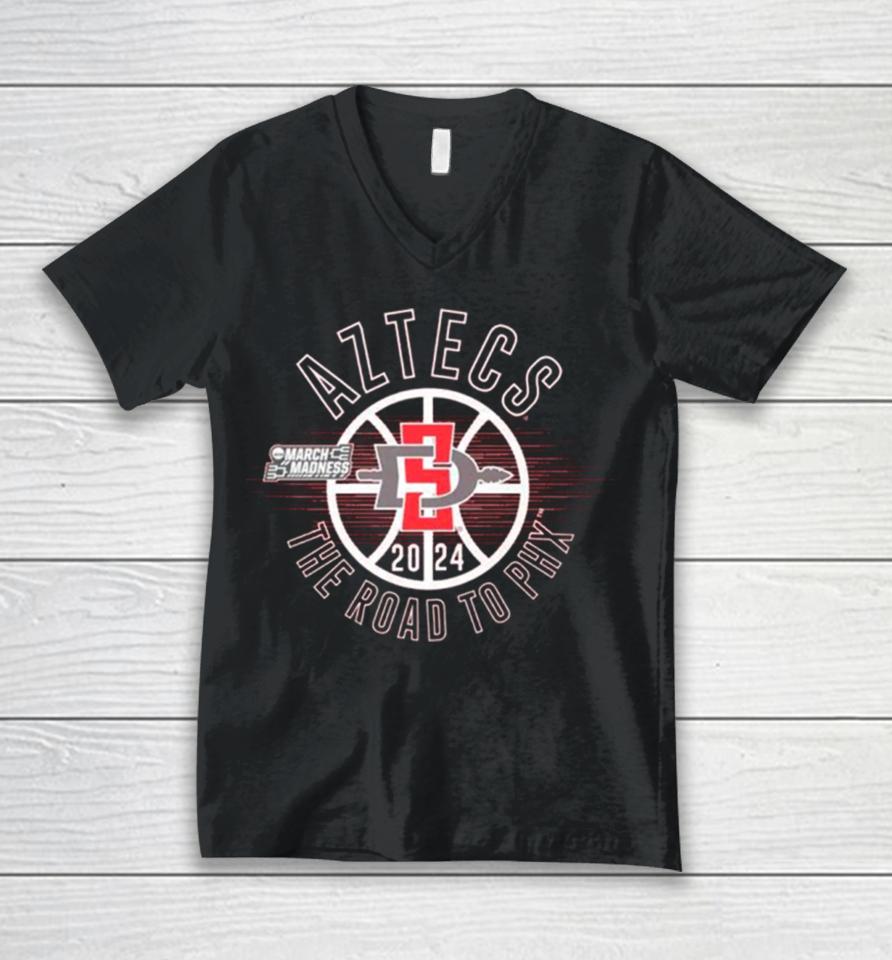 San Diego State Aztecs 2024 March Madness The Road To Phx Unisex V-Neck T-Shirt