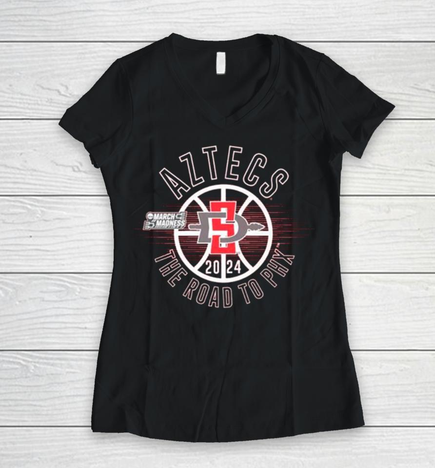 San Diego State Aztecs 2024 March Madness The Road To Phx Women V-Neck T-Shirt
