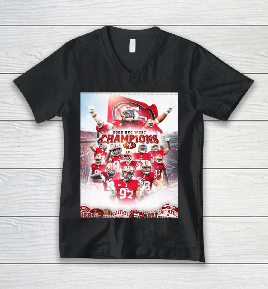 San Francisco 49Ers 2022 Nfc West Champions Unisex V-Neck T-Shirt