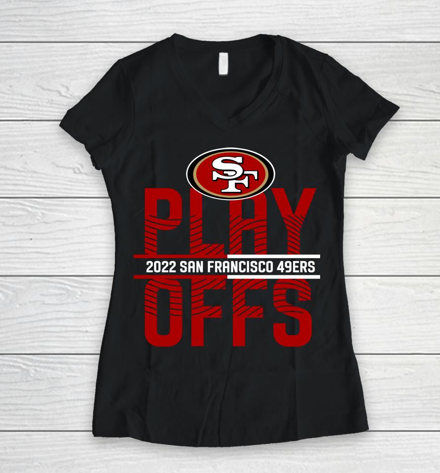 San Francisco 49Ers Anthracite Playoffs Iconic Women V-Neck T-Shirt