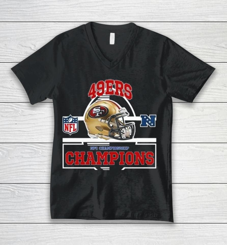 San Francisco 49Ers Are 2024 Nfc Championship Champions Nfl Playoffs Team Helmet Unisex V-Neck T-Shirt