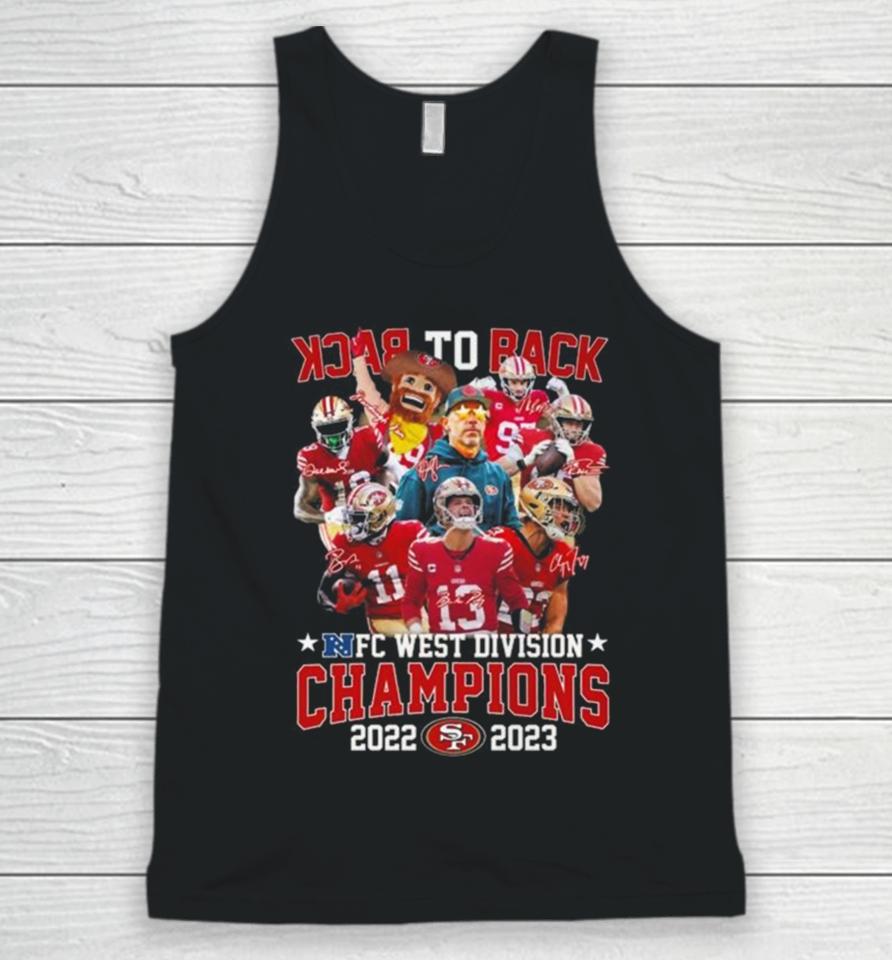 San Francisco 49Ers Back To Back Nfc West Division Champions 2022 2023 Signatures Unisex Tank Top
