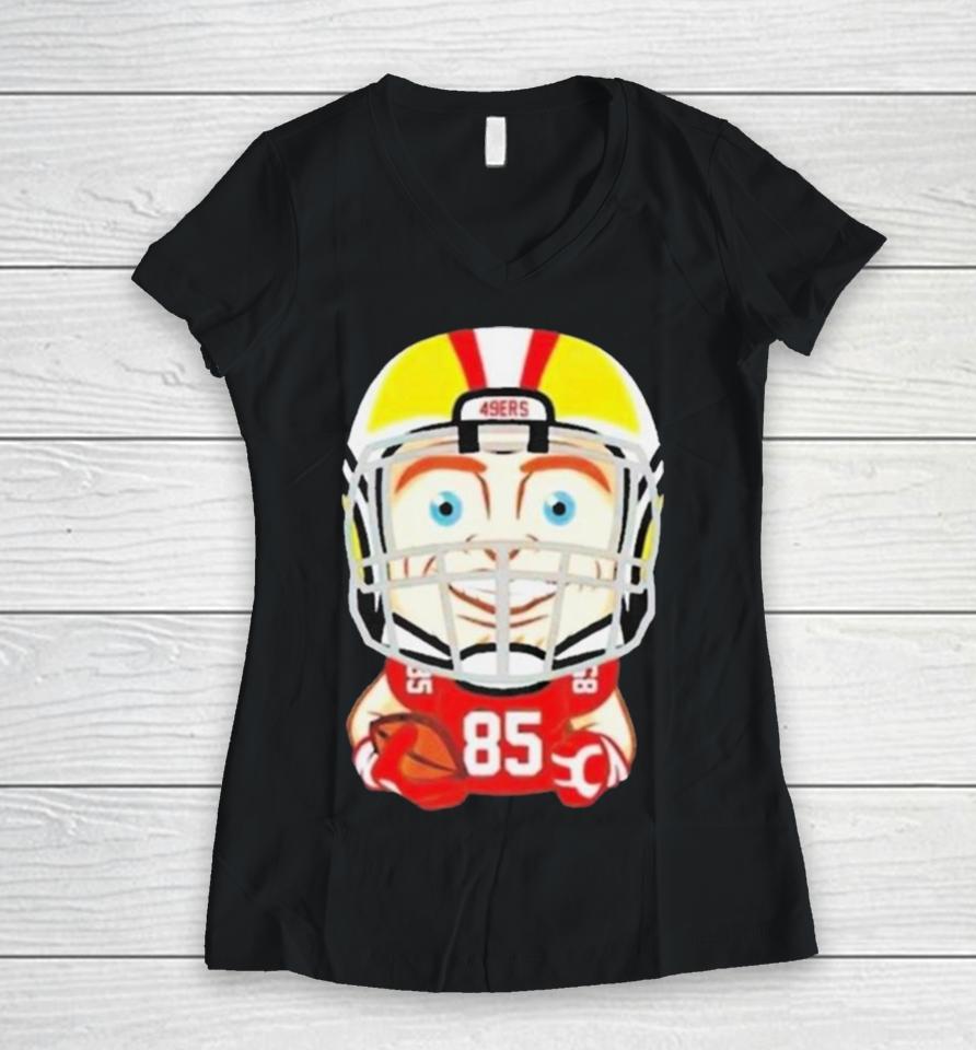 San Francisco 49Ers Football George Kittle No 85 Chibi Women V-Neck T-Shirt