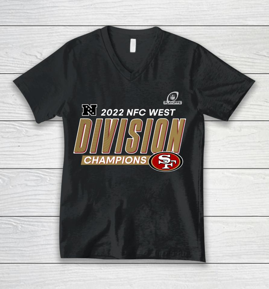 San Francisco 49Ers Scarlet 2022 Nfc West Division Champions Merch Unisex V-Neck T-Shirt