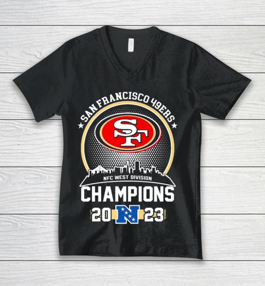 San Francisco 49Ers Skyline 2023 Nfc West Division Champions Unisex V-Neck T-Shirt