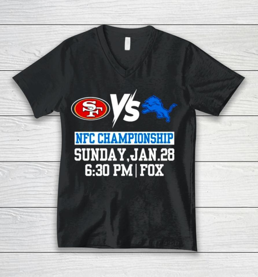 San Francisco 49Ers Vs Detroit Lions Nfc Championship Sunday Jan 28 Unisex V-Neck T-Shirt