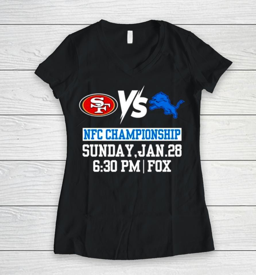 San Francisco 49Ers Vs Detroit Lions Nfc Championship Sunday Jan 28 Women V-Neck T-Shirt