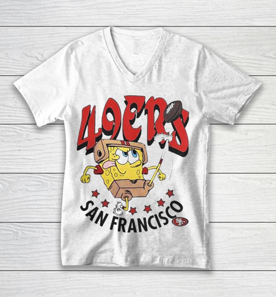 San Francisco 49Ers X Homage Super Bowl Lviii X Spongebob Squarepants Unisex V-Neck T-Shirt