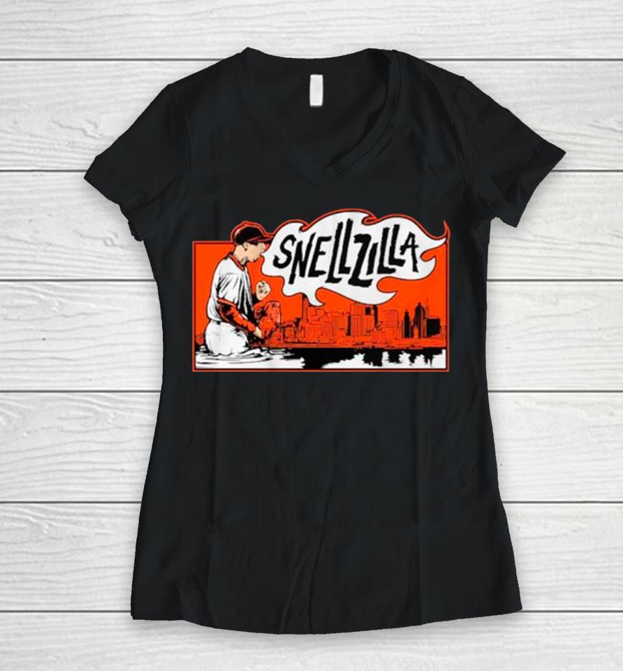 San Francisco Giants Blake Snell Snellzilla Women V-Neck T-Shirt