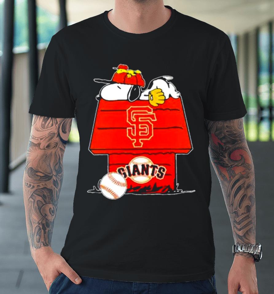 San Francisco Giants Snoopy And Woodstock The Peanuts Baseball Premium T-Shirt