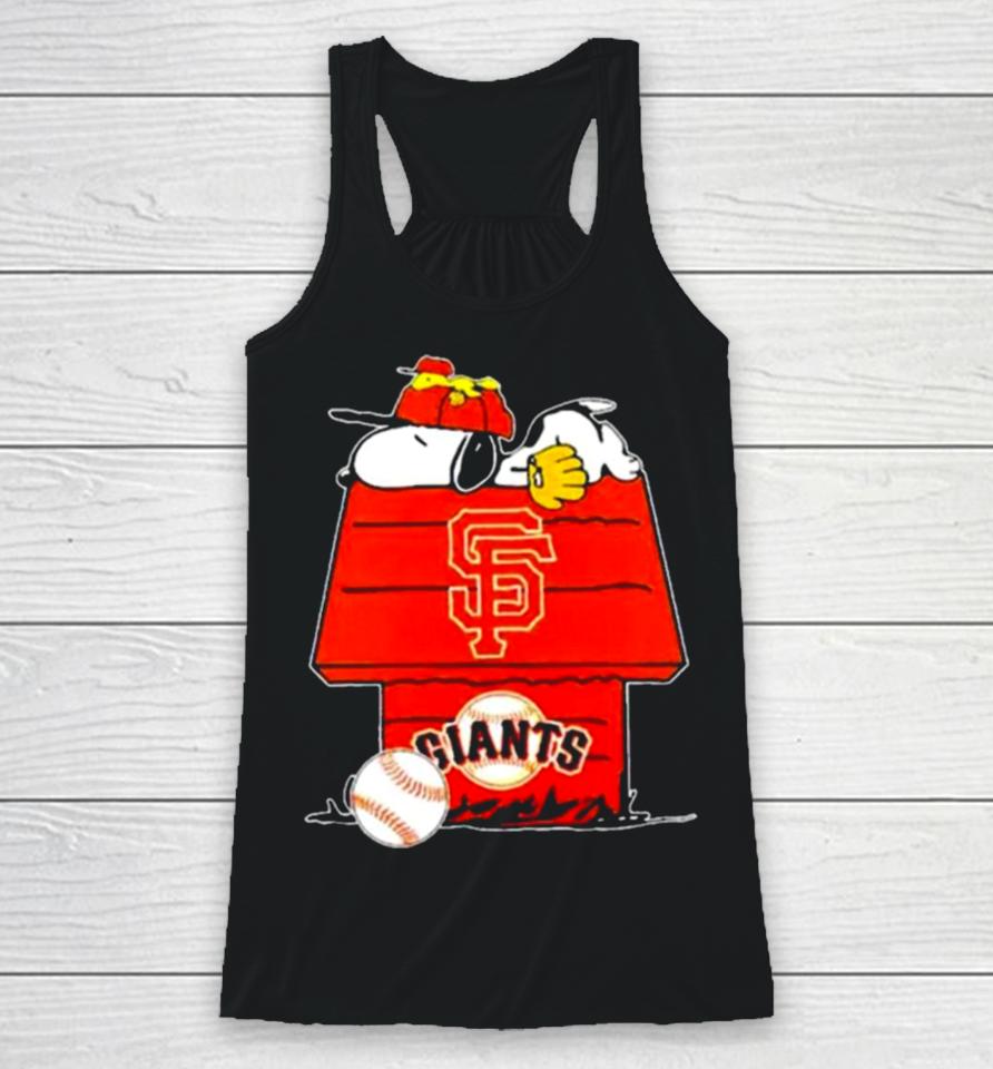 San Francisco Giants Snoopy And Woodstock The Peanuts Baseball Racerback Tank