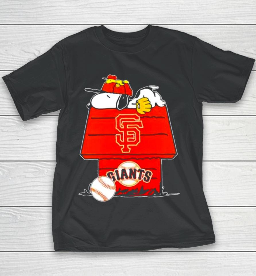 San Francisco Giants Snoopy And Woodstock The Peanuts Baseball Youth T-Shirt