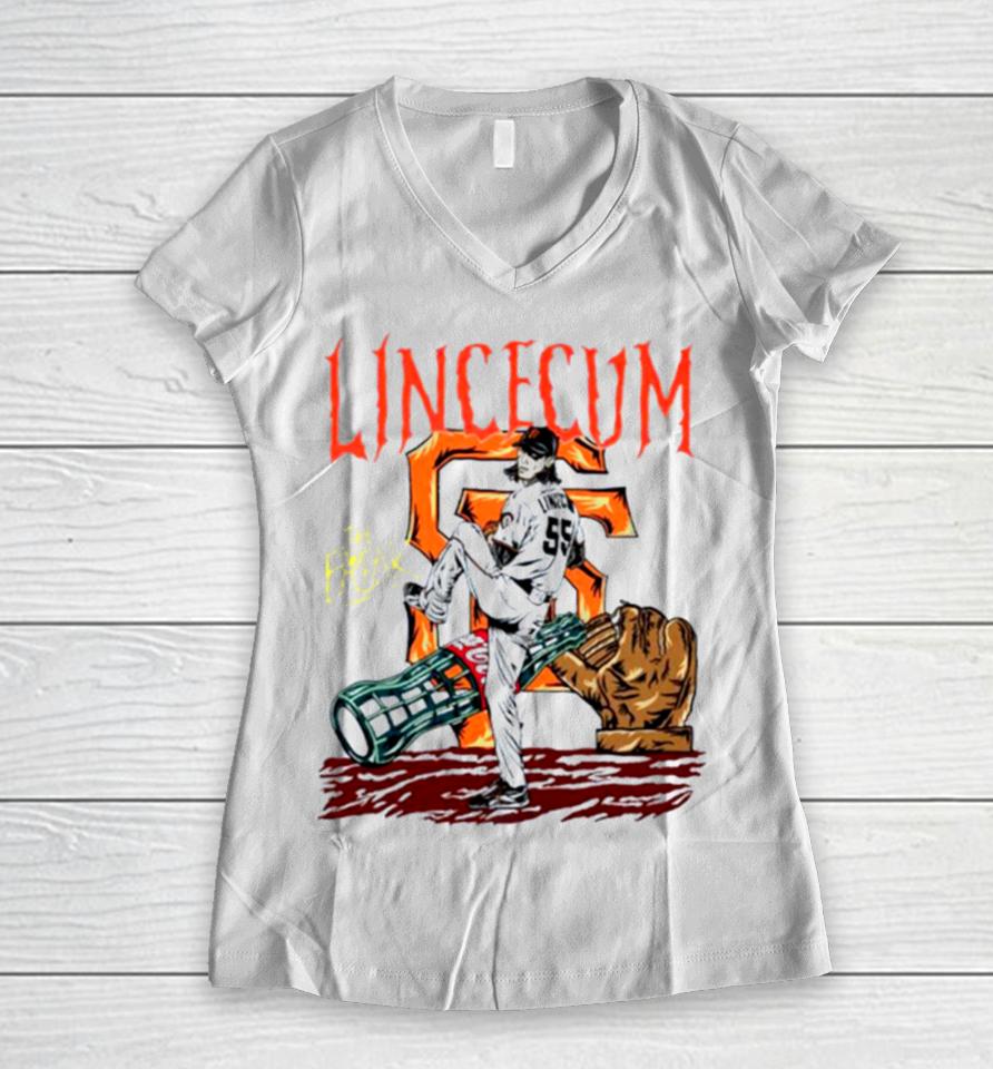 San Francisco Giants Tim Lincecum The Freak Women V-Neck T-Shirt