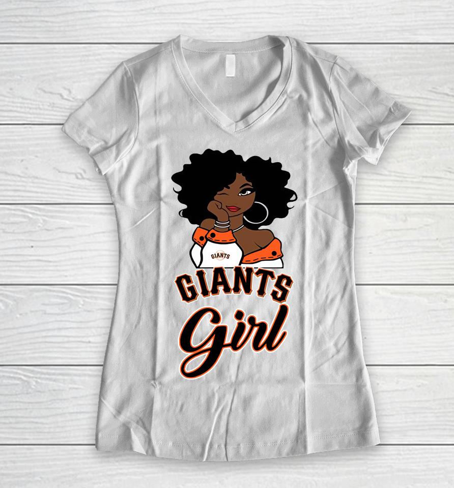 San Francisco Giantss Girl Mlb Women V-Neck T-Shirt