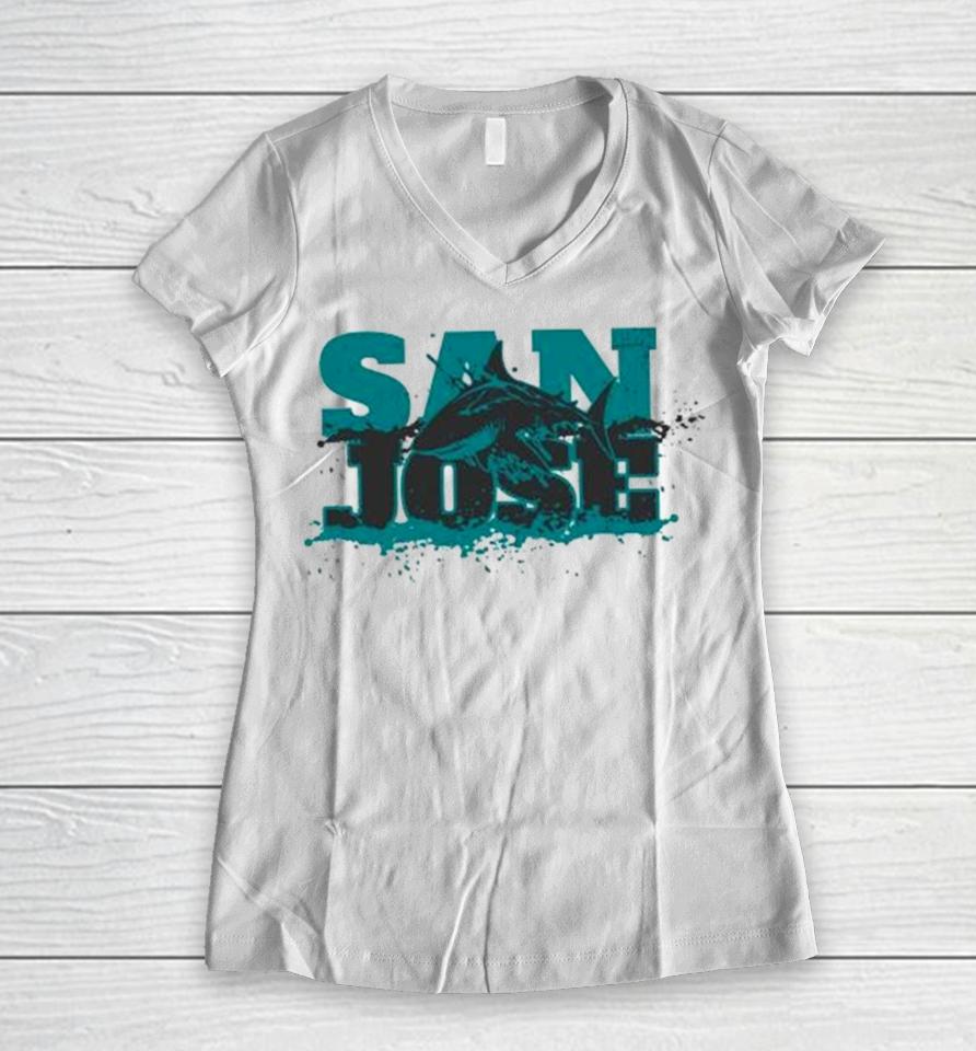 San Jose Hockey Sharks Swim Sport Women V-Neck T-Shirt