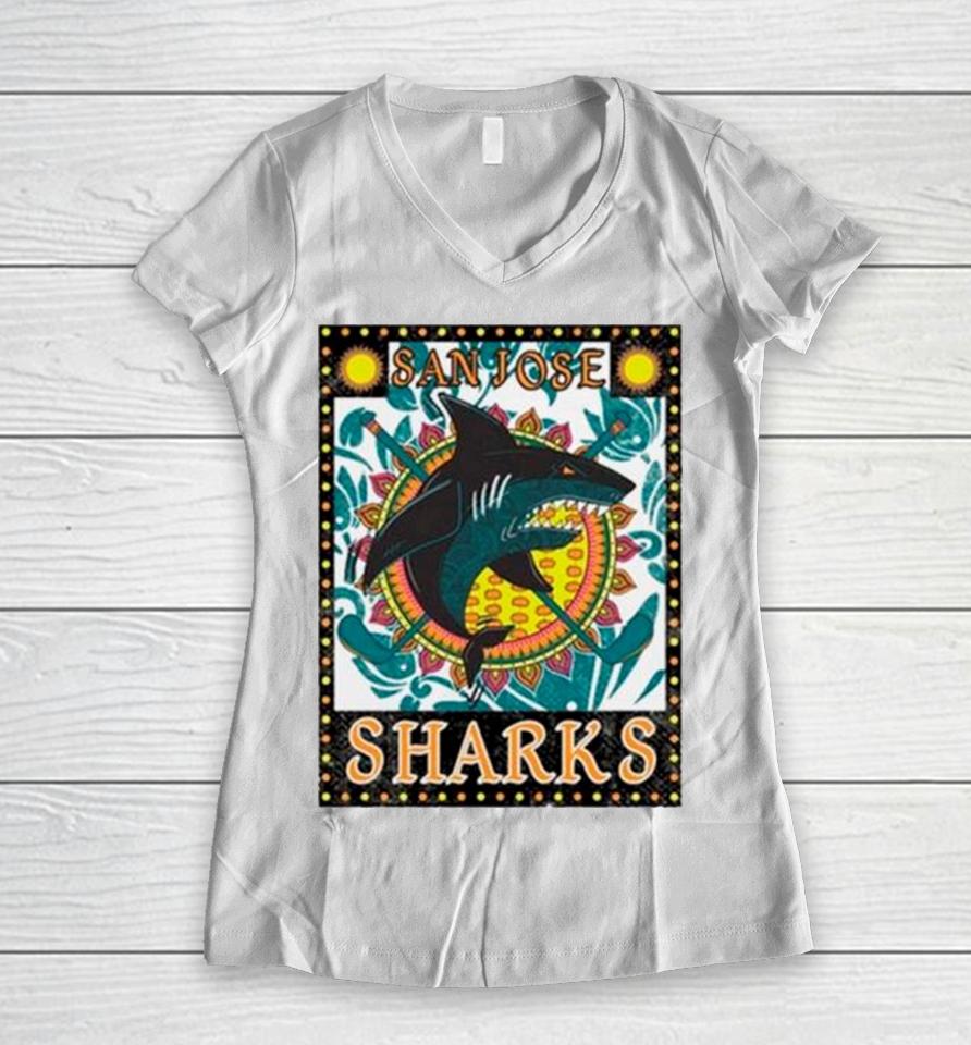 San Jose Sharks 23 24 Diwali Women V-Neck T-Shirt
