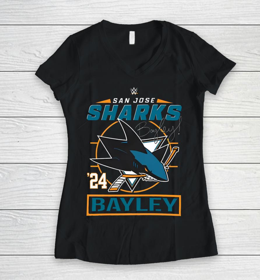 San Jose Sharks Bayley Wwe ’24 Women V-Neck T-Shirt
