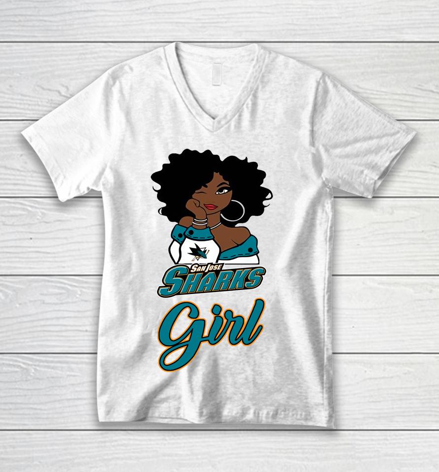 San Jose Sharks Girl Nhl Unisex V-Neck T-Shirt