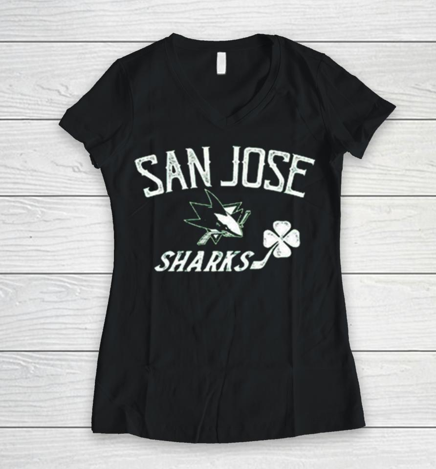 San Jose Sharks Levelwear Youth St. Patrick’s Day Little Richmond Clover Women V-Neck T-Shirt