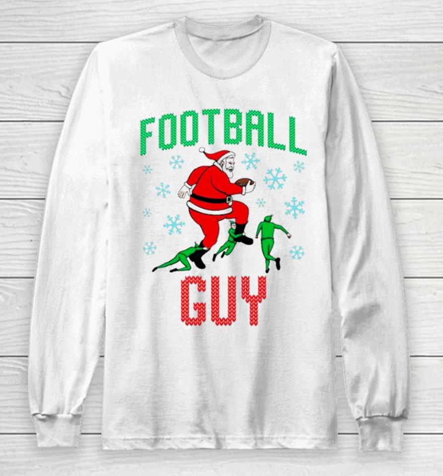 Santa And Elf Football Guy Ugly Christmas Long Sleeve T-Shirt