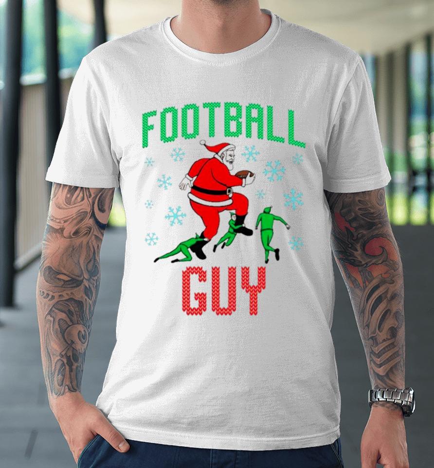 Santa And Elf Football Guy Ugly Christmas Premium T-Shirt