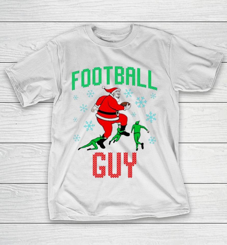 Santa And Elf Football Guy Ugly Christmas T-Shirt