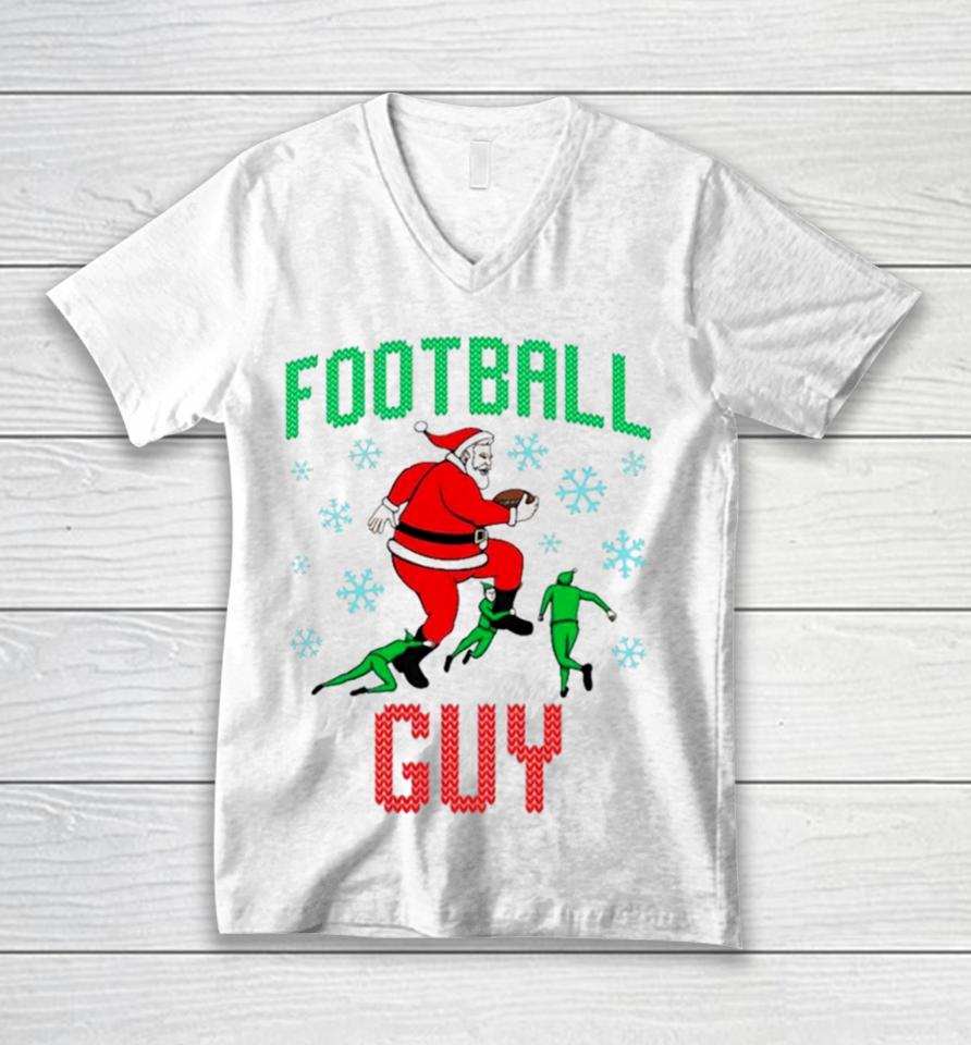 Santa And Elf Football Guy Ugly Christmas Unisex V-Neck T-Shirt