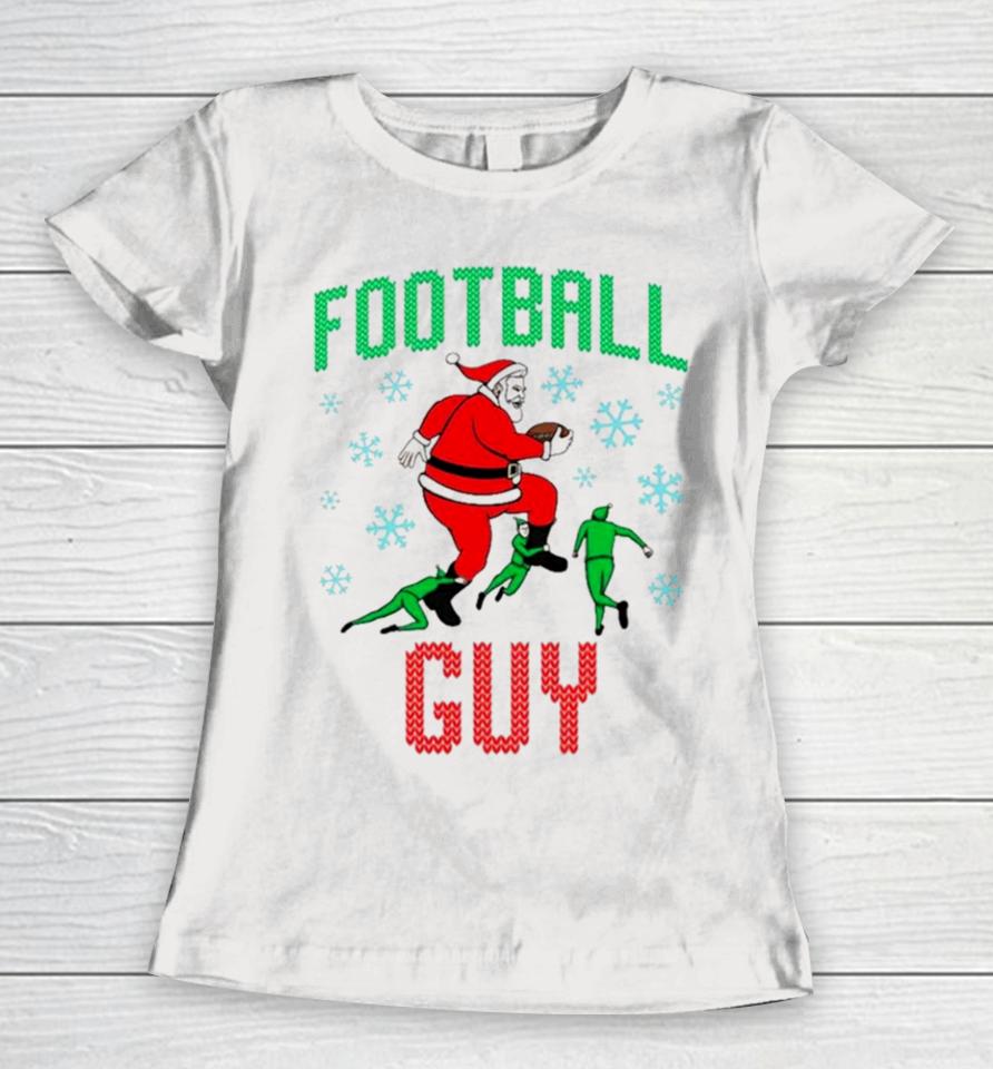 Santa And Elf Football Guy Ugly Christmas Women T-Shirt