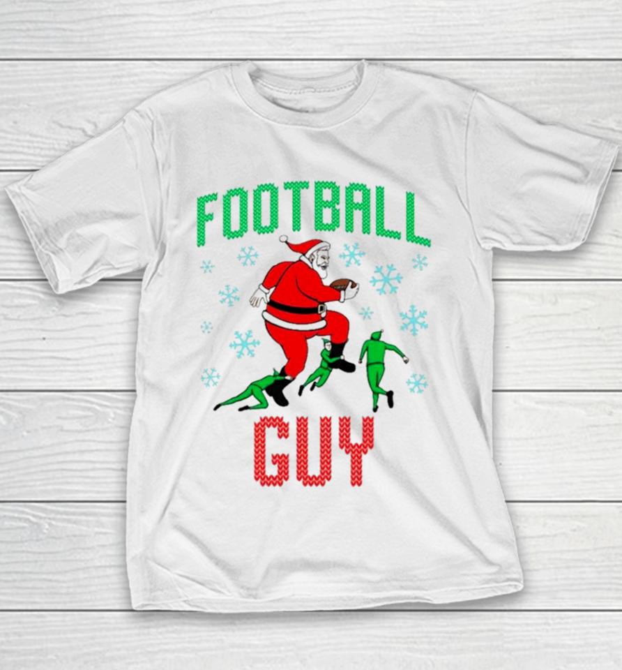 Santa And Elf Football Guy Ugly Christmas Youth T-Shirt