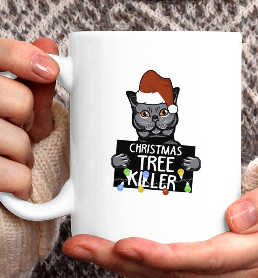 Santa Black Cat Christmas Tree Killer Mugshot Coffee Mug