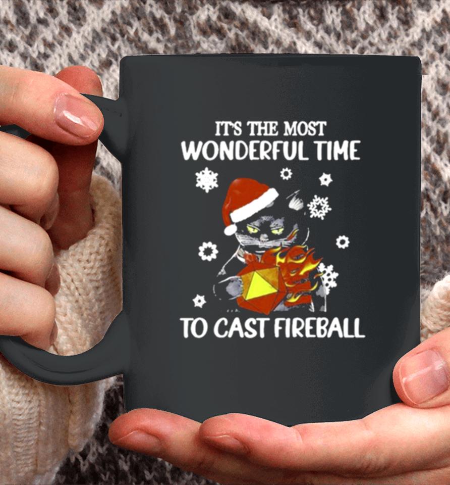 Santa Black Cat It’s The Most Wonderful Time To Cast Fireball Christmas Coffee Mug