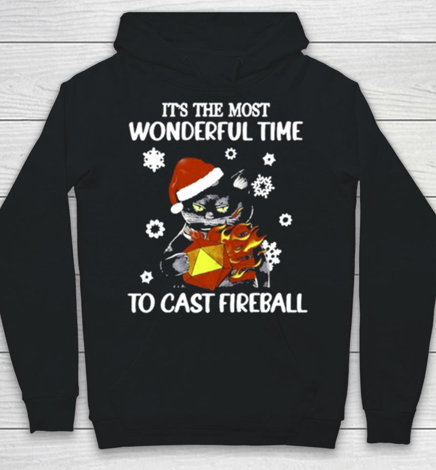 Santa Black Cat It’s The Most Wonderful Time To Cast Fireball Christmas Hoodie
