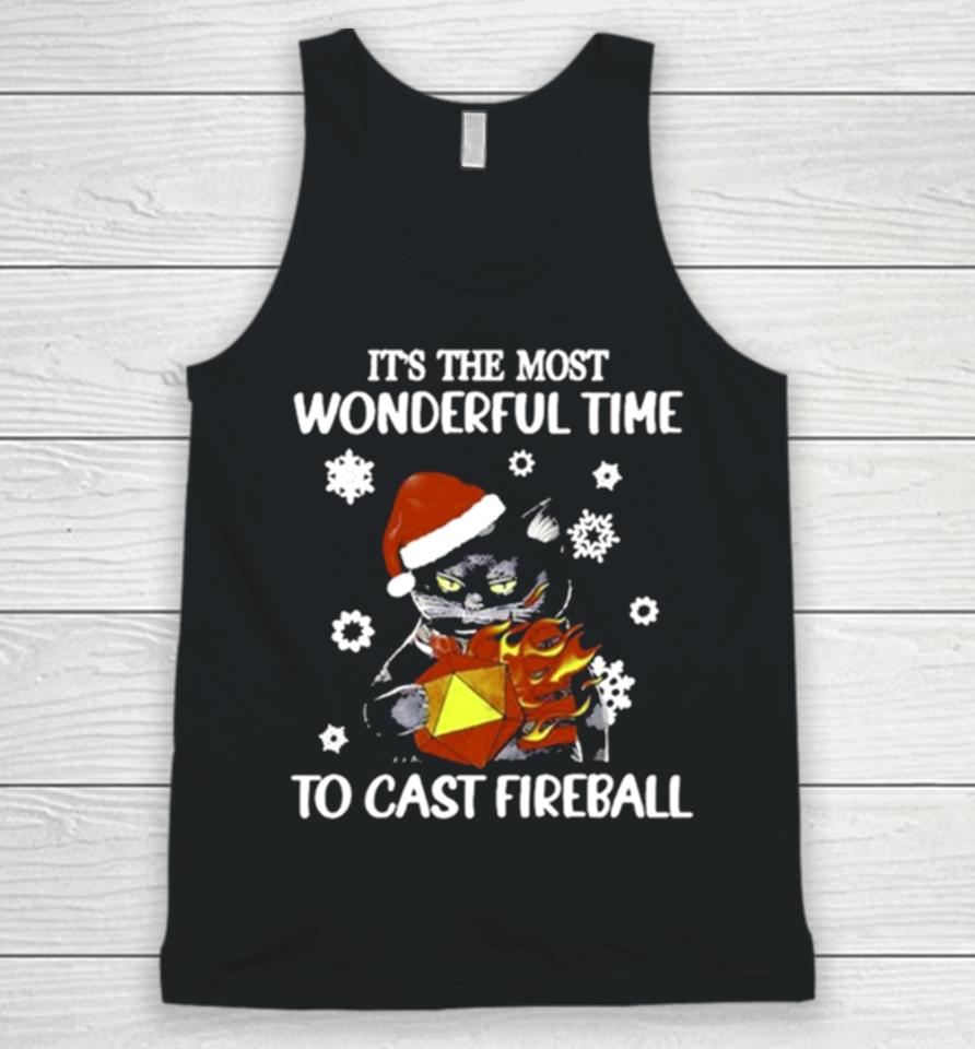 Santa Black Cat It’s The Most Wonderful Time To Cast Fireball Christmas Unisex Tank Top