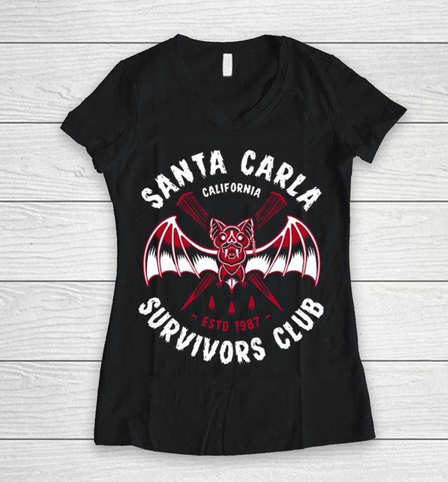 Santa Carla Survivors Club Lost Boys Vampire Club Badge Women V-Neck T-Shirt