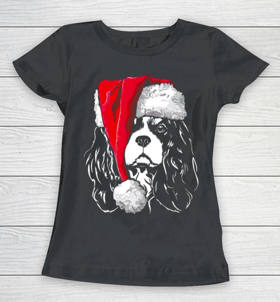 Santa Cavalier King Charles Spaniel Christmas Dogs Women T-Shirt