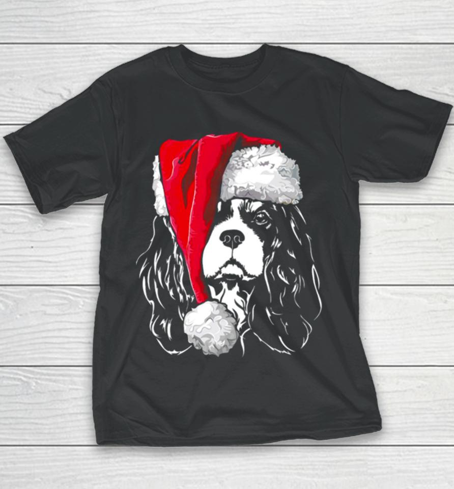 Santa Cavalier King Charles Spaniel Christmas Dogs Youth T-Shirt