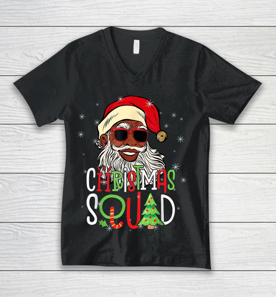 Santa Christmas Squad Black Men African American Pajamas Unisex V-Neck T-Shirt
