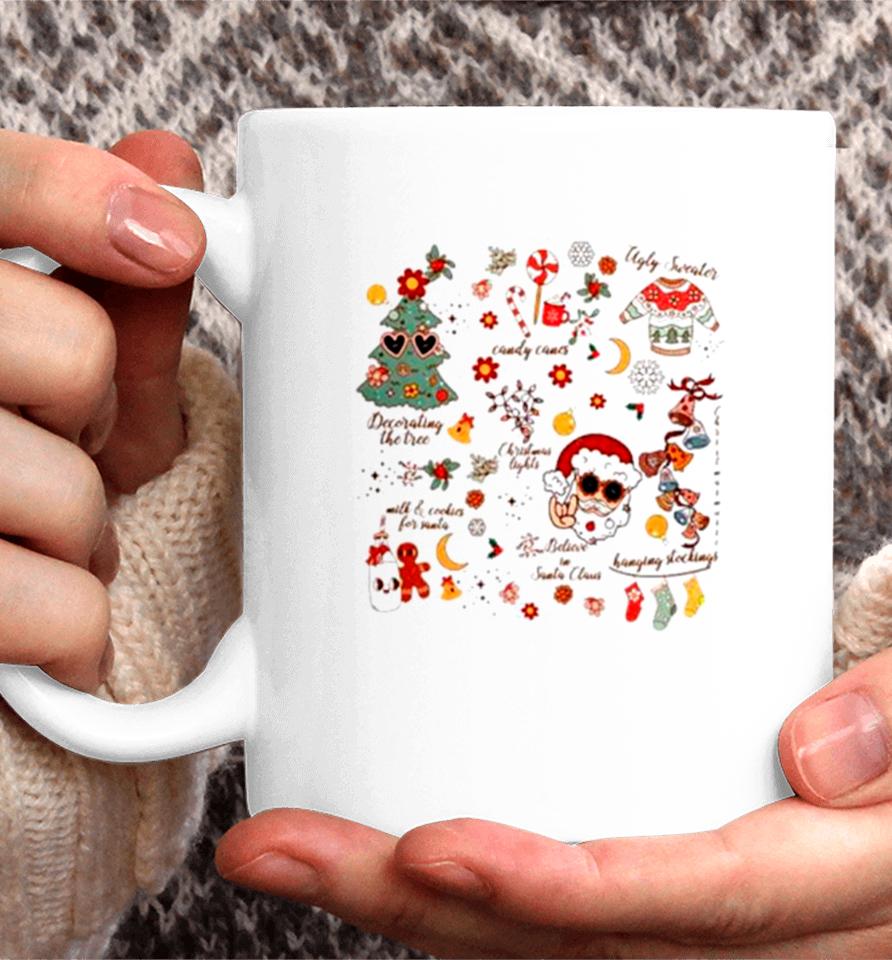Santa Claus Christmas Tree Groovy Retro Vintage Coffee Mug