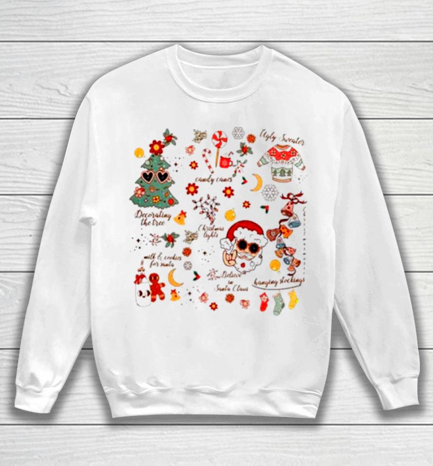 Santa Claus Christmas Tree Groovy Retro Vintage Sweatshirt