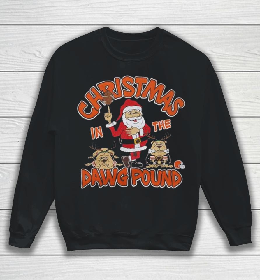 Santa Claus Cleveland Browns In The Dawg Pound Christmas Sweatshirt