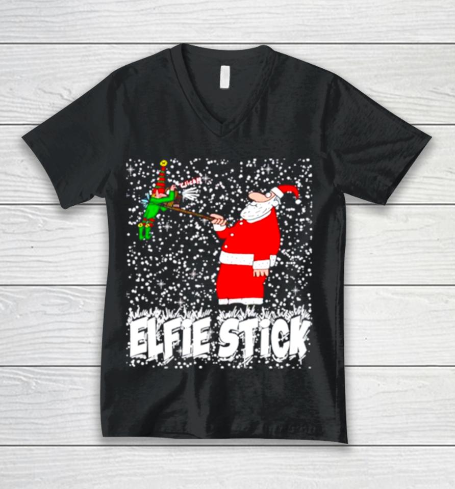 Santa Claus Elfie Stick Funny Christmas Unisex V-Neck T-Shirt