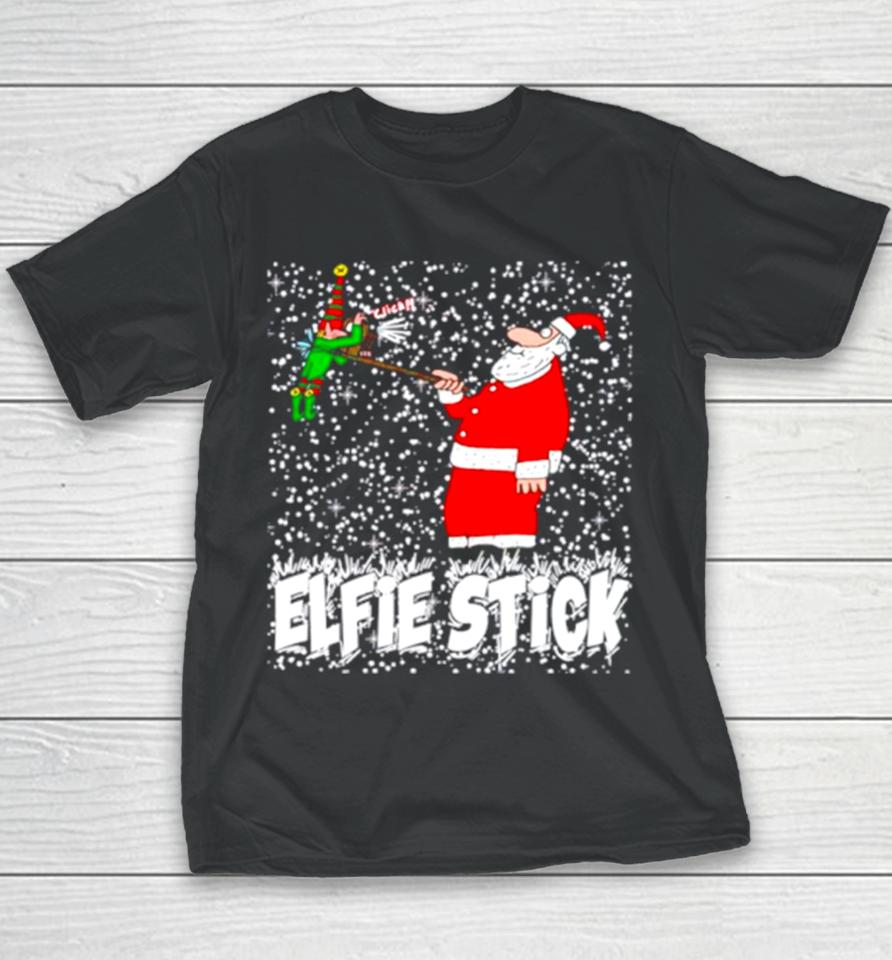 Santa Claus Elfie Stick Funny Christmas Youth T-Shirt