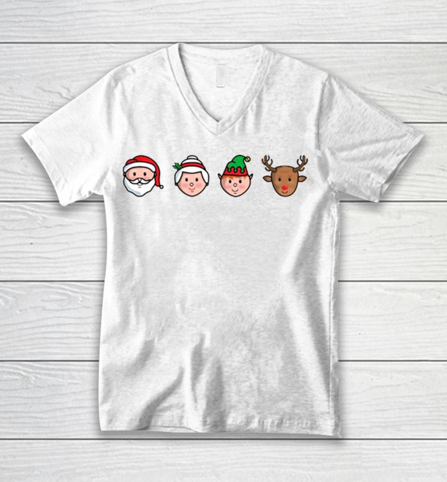 Santa Claus Mrs Claus Buddy And Rudolph Unisex V-Neck T-Shirt