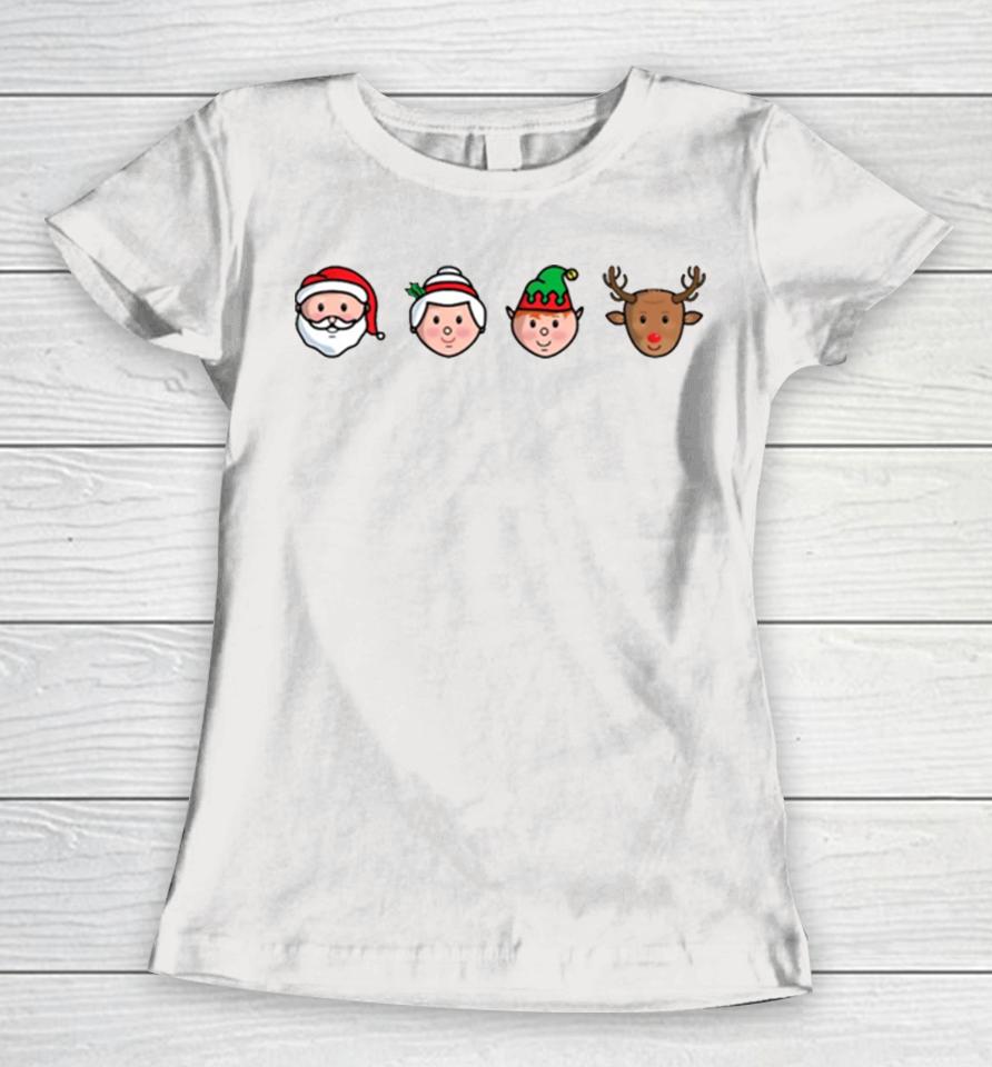 Santa Claus Mrs Claus Buddy And Rudolph Women T-Shirt