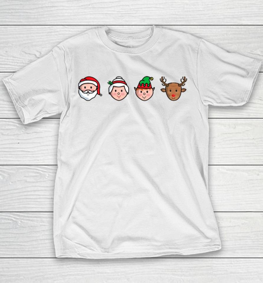 Santa Claus Mrs Claus Buddy And Rudolph Youth T-Shirt