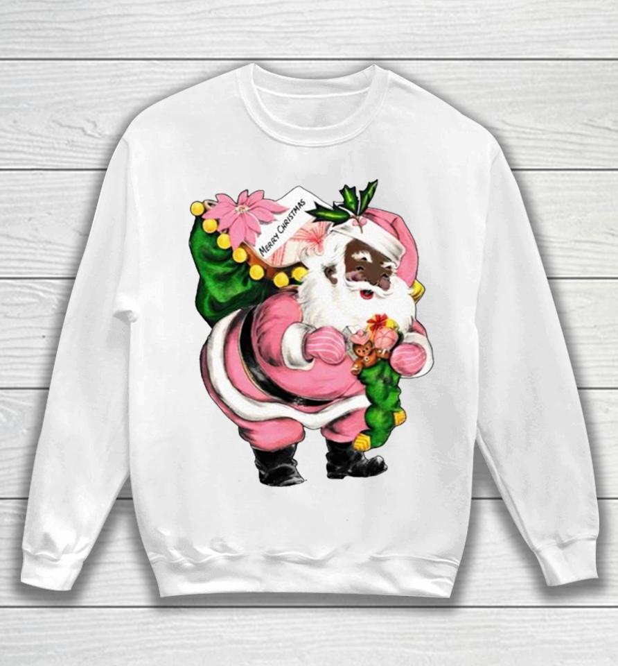Santa Claus Wear Pink Merry Christmas Sweatshirt