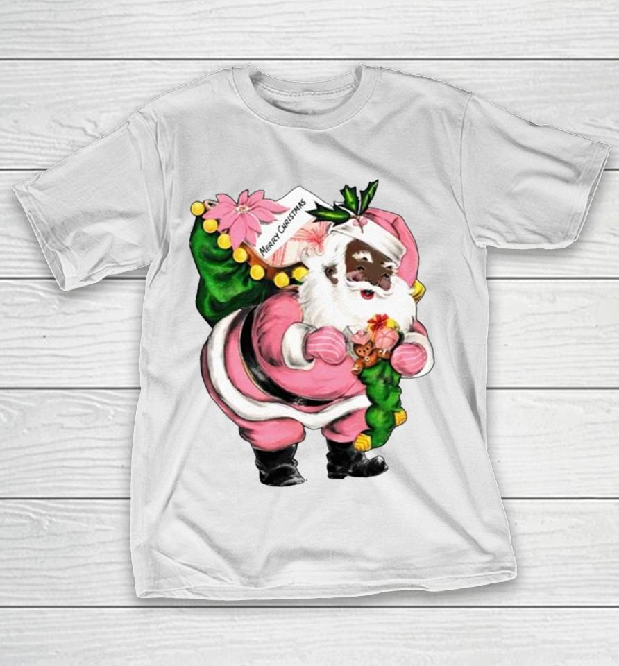 Santa Claus Wear Pink Merry Christmas T-Shirt